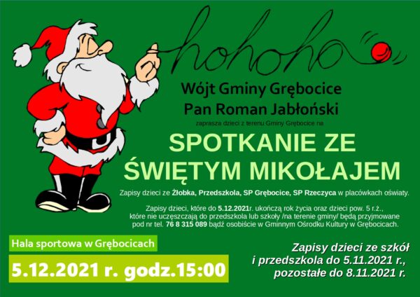 5.12.2021 plakat - Mikołajki ZIELONY NAPIS